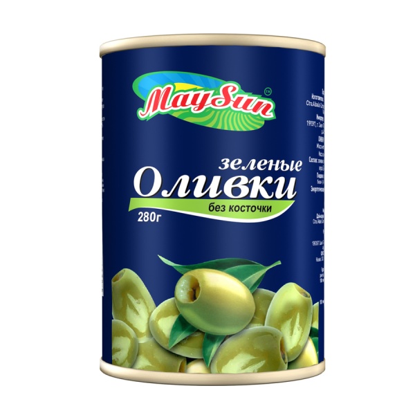 Оливки б/к целые MaySun 12*300мл/280г, жб, Испания