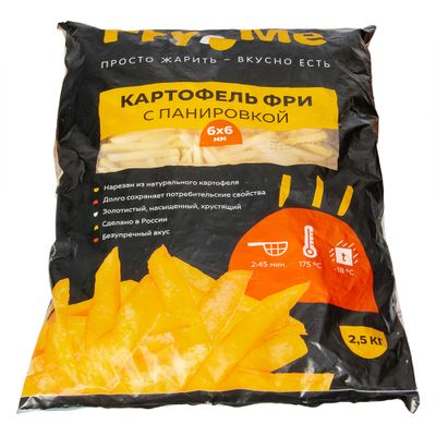 Картофель фри зам. Fry Me 6х6 с панировкой (FMS6) 5*2,5кг, Россия